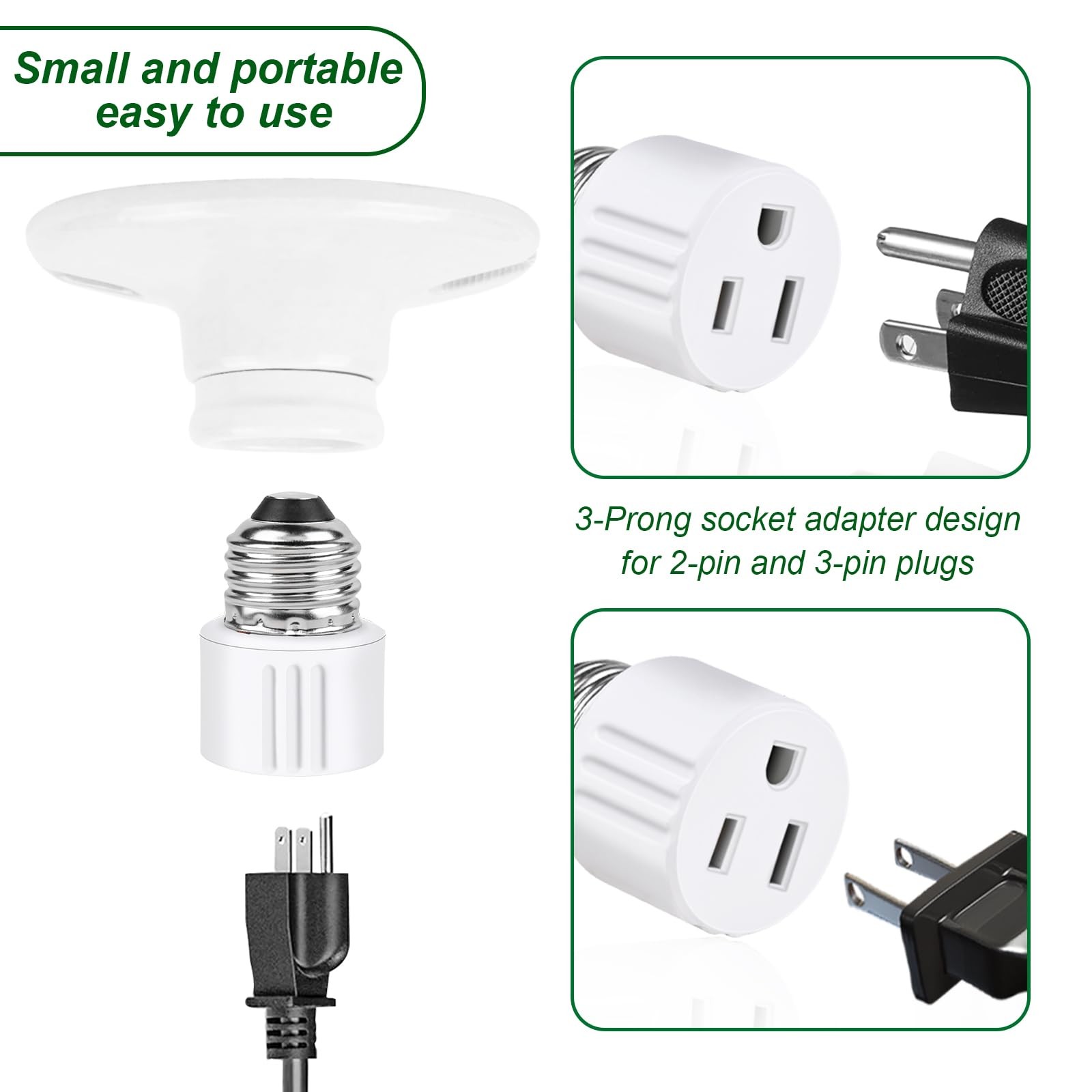 Outlet Light Socket Adapter,Screw in Outlet Socket,E26 Light Bulb Outlet Socket