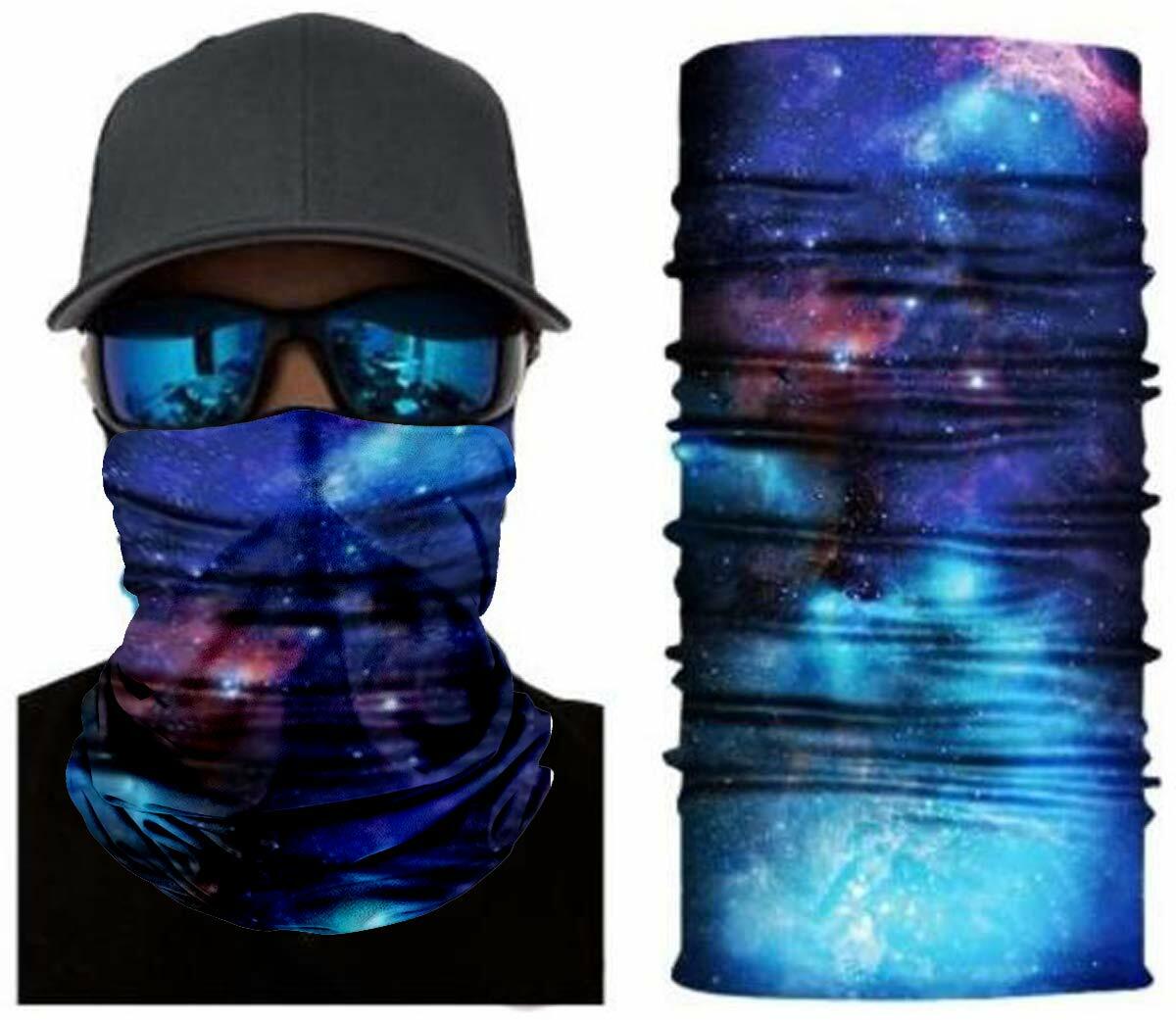 Blue Galaxy Face Balaclava Scarf Neck Rave Shield Sun Gaiter Headwear Mask