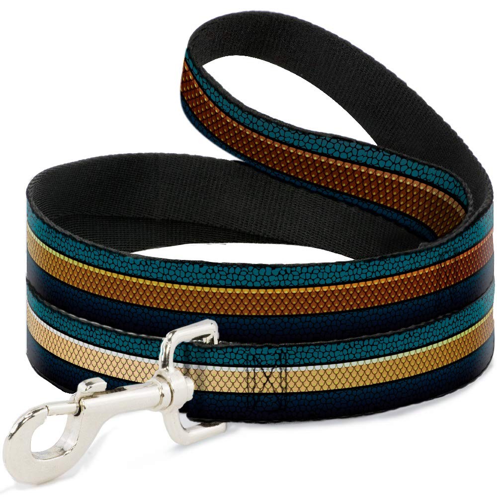 Dog Leash Aquaman Scales Stripe Blues Golds 4 Feet Long 0.5 Inch Wide Lead