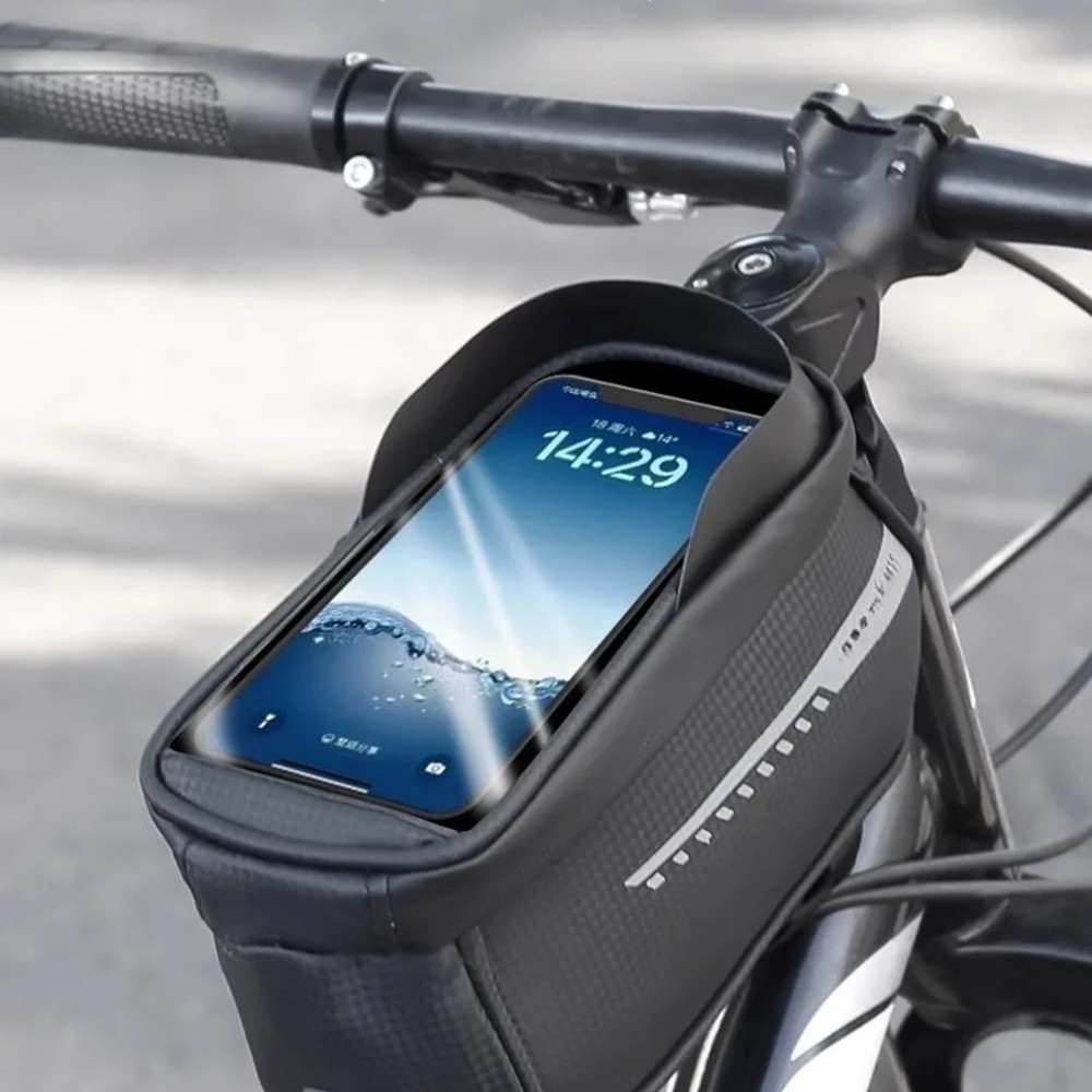 Waterproof Bike Front Frame Bag Touch Screen Visor Cycling Storage Phone Holder
