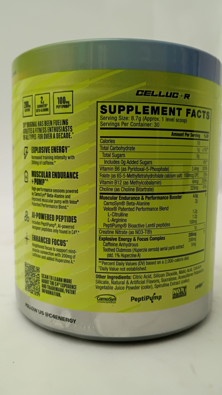 Cellucor C4 Original Pre-Workout 5th Gen Rainbow Blast 30 Servings Exp 10/26