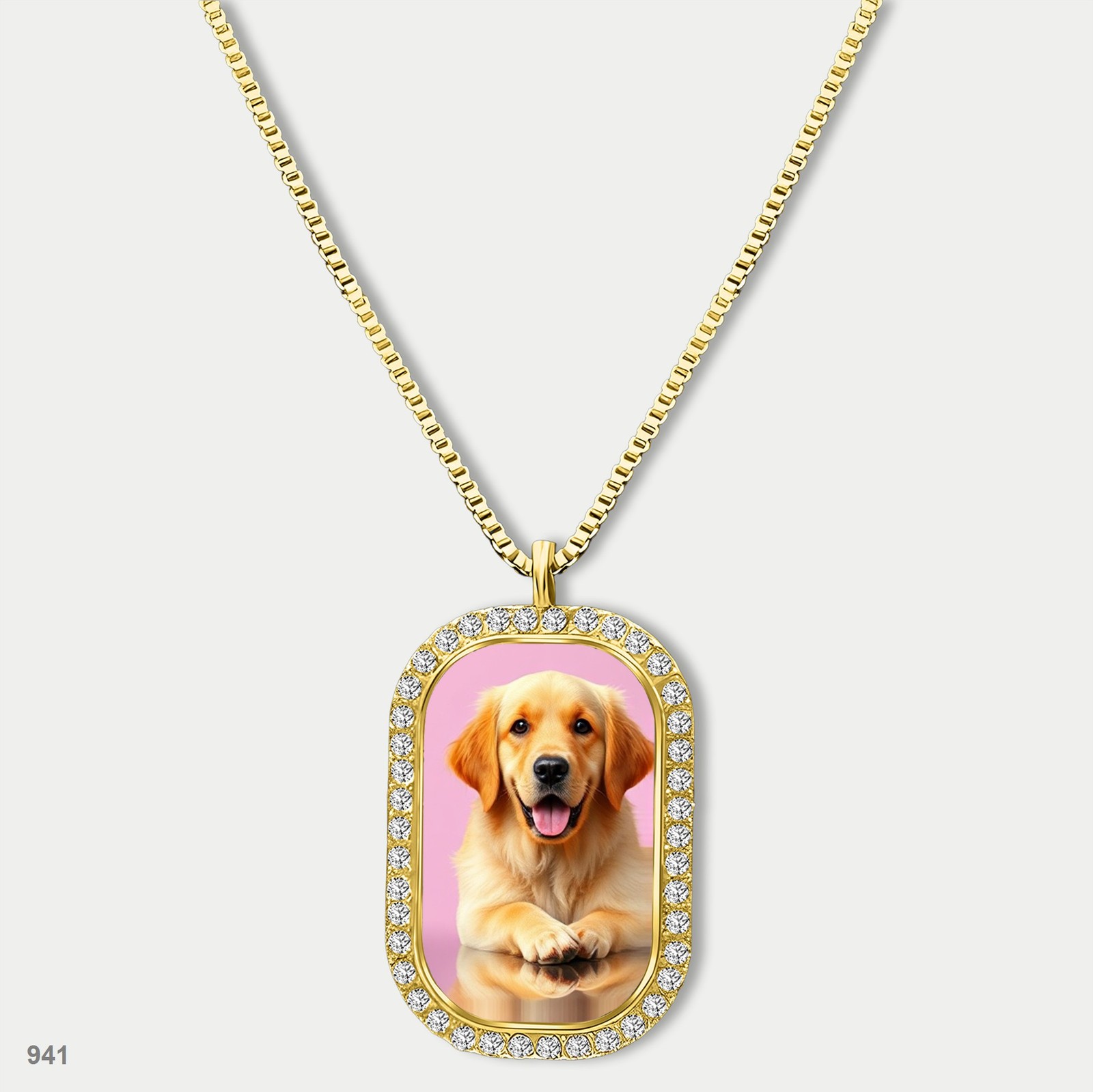 Stunning Cute Golden Retriever Dog Fashion Pendant Necklace Chain Printed Dog Ta