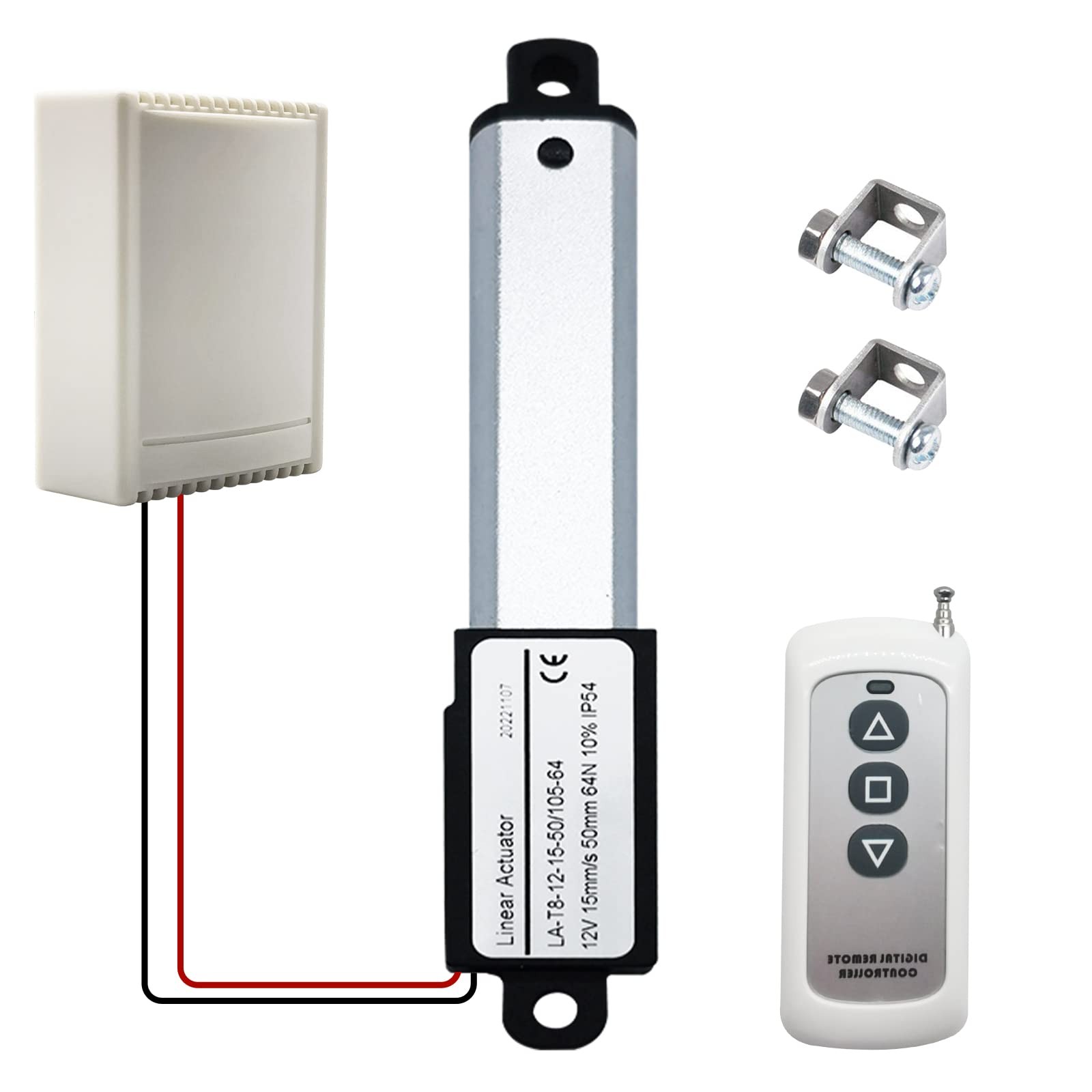 Micro Linear-Actuator with Remote Control - 2 12V DC 64N/14.4lb Speed 0.6/sec