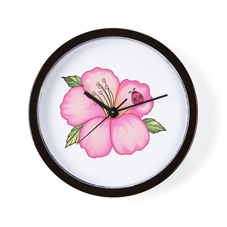 CafePress LADYBUG ON FLOWER 10" Wall Clock (1480321152)