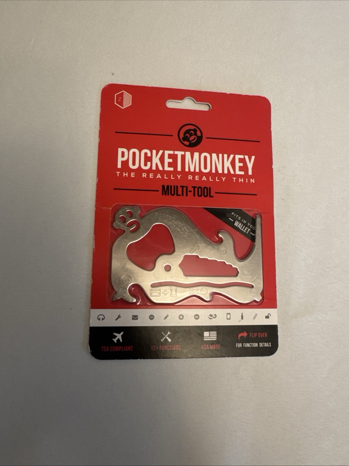 2014 Zootility Pocket Monkey Flat Multitool 3.25" x 2" Stainless Steel USA