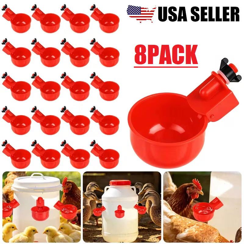 8Pcs Chicken Automatic Watering Cups Drinker Waterer for Duck Quail Hen Poultry