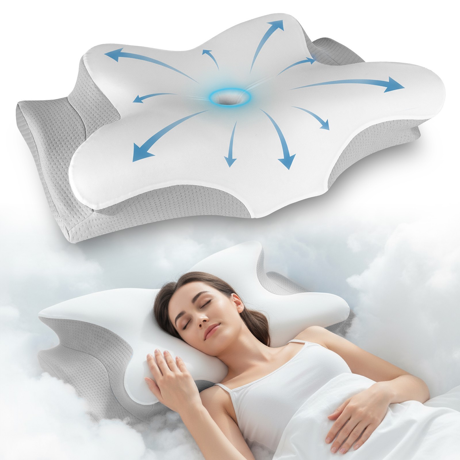 Pain Relief Cooling Pillow - Cervical Neck Support for Sleeping