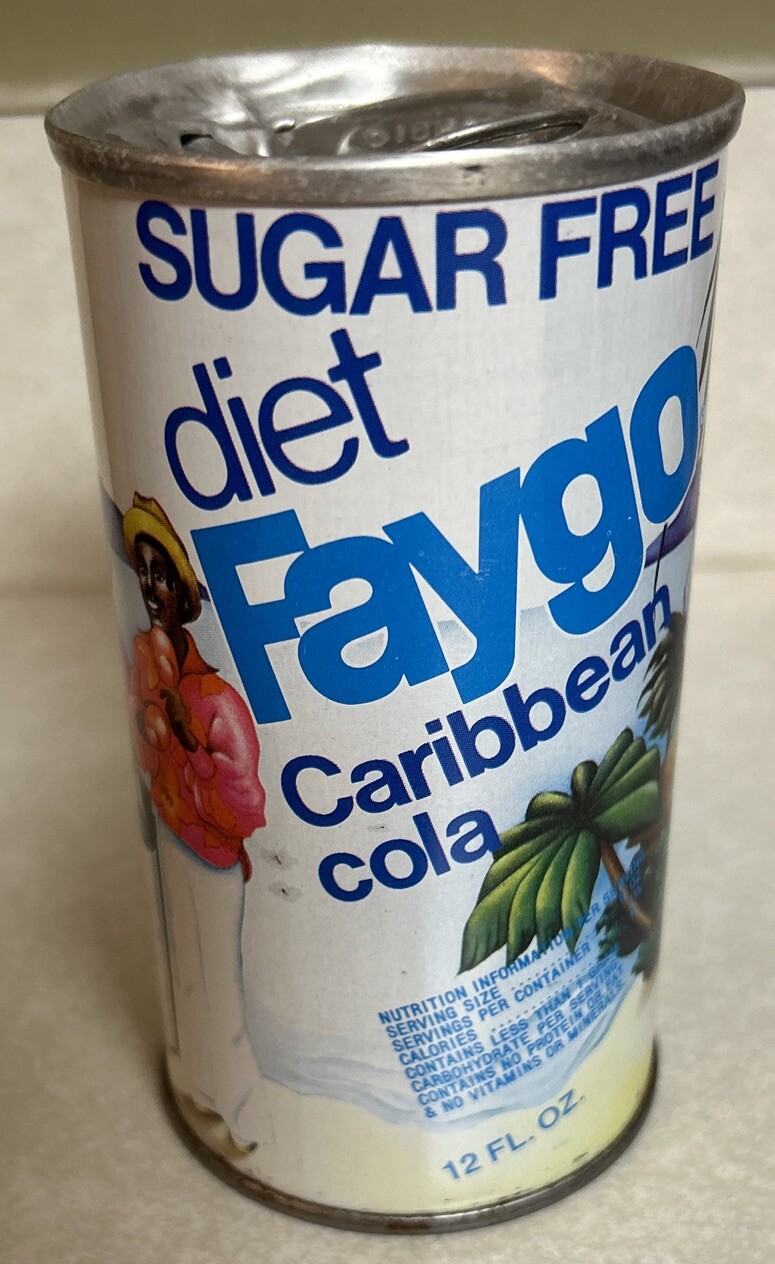 Vintage SUGAR FREE DIET FAYGO CARIBBEAN COLA 12 Oz. Steel Empty Can