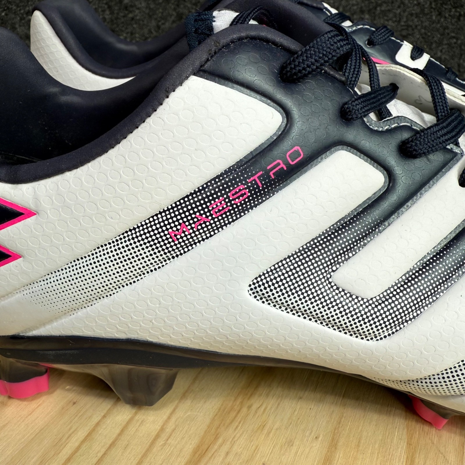 Lotto Maestro 100 IV FG Mens Soccer Cleats All White Navy Vivid Fuchsia 9 NWT