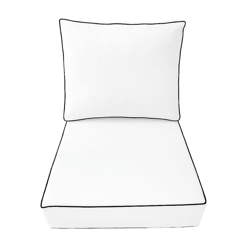 *COVER ONLY*-Outdoor Deep Seat Back Pillow Cover Contrast Piped Trim Small-AD106