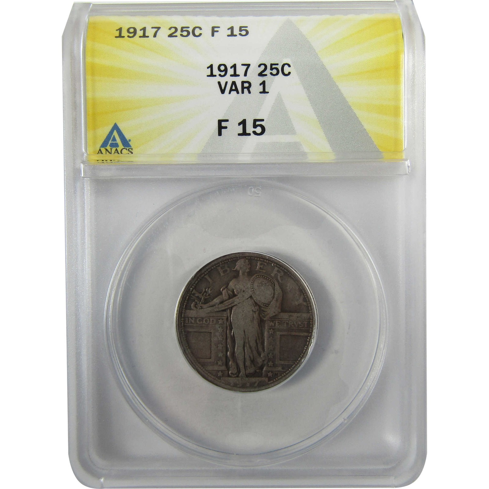 1917 Type 1 Standing Liberty Silver Quarter F 15 ANACS SKU:I28023