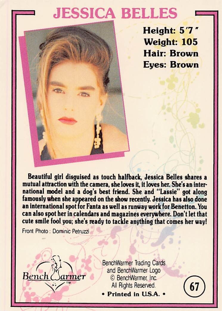 JESSICA BELLES #67 💋 1992 Benchwarmer First Edition