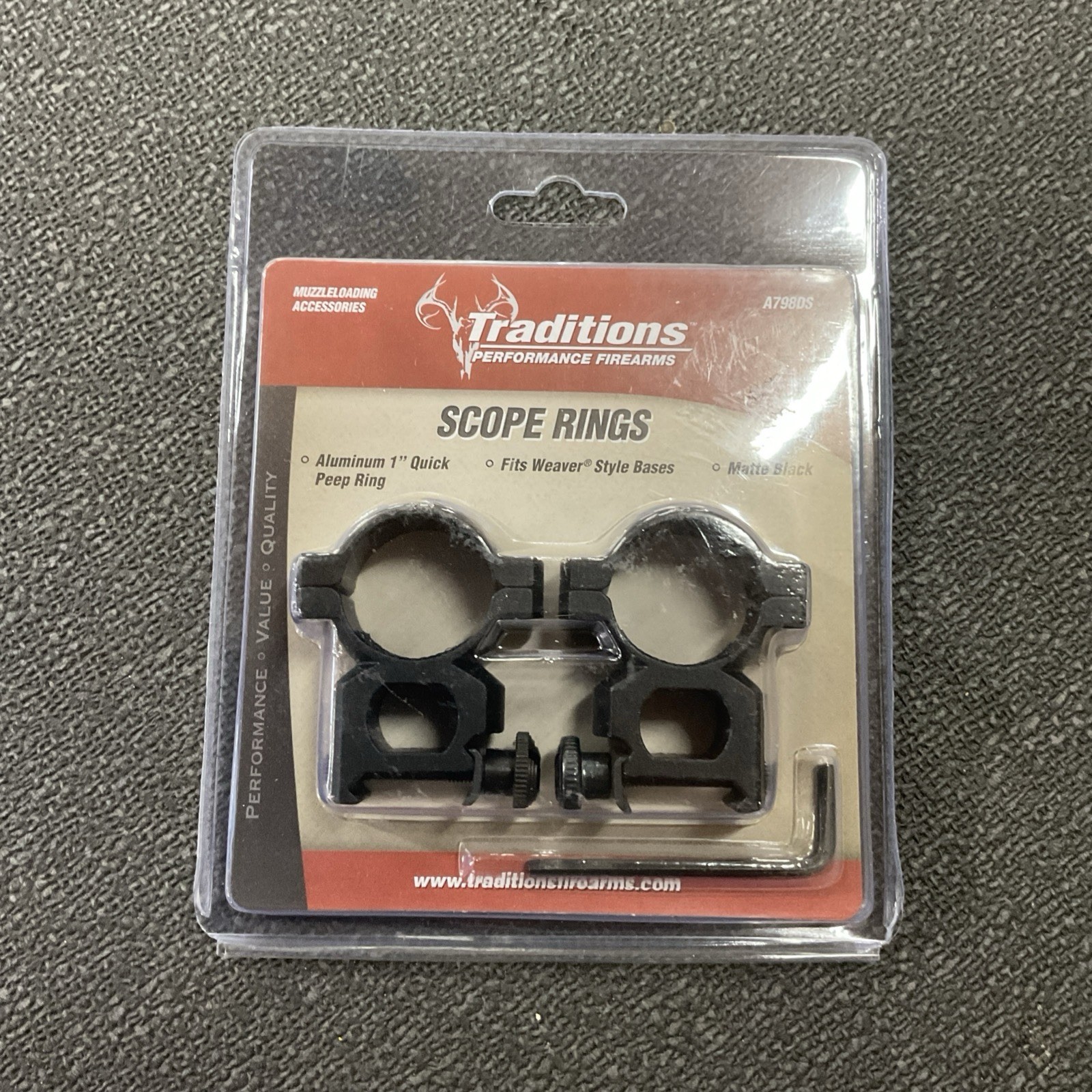 Traditions TWO Scope Rings Quick Peep 1" Matte Black   # A798DS   New!