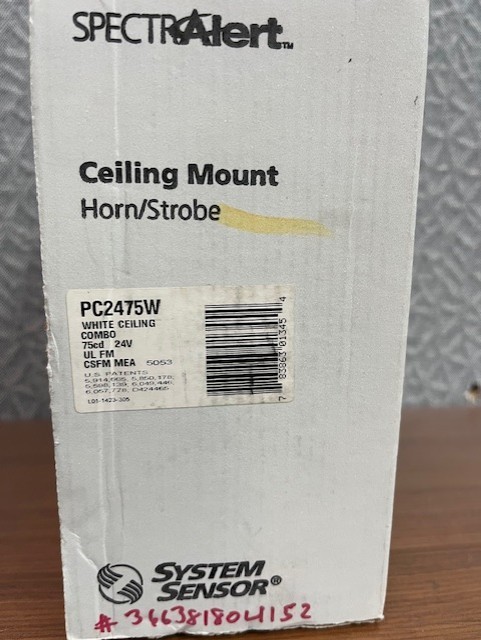 System Sensor PC2475W Horn strobe 75cd 24v, white ceiling; NEW; Free shipping