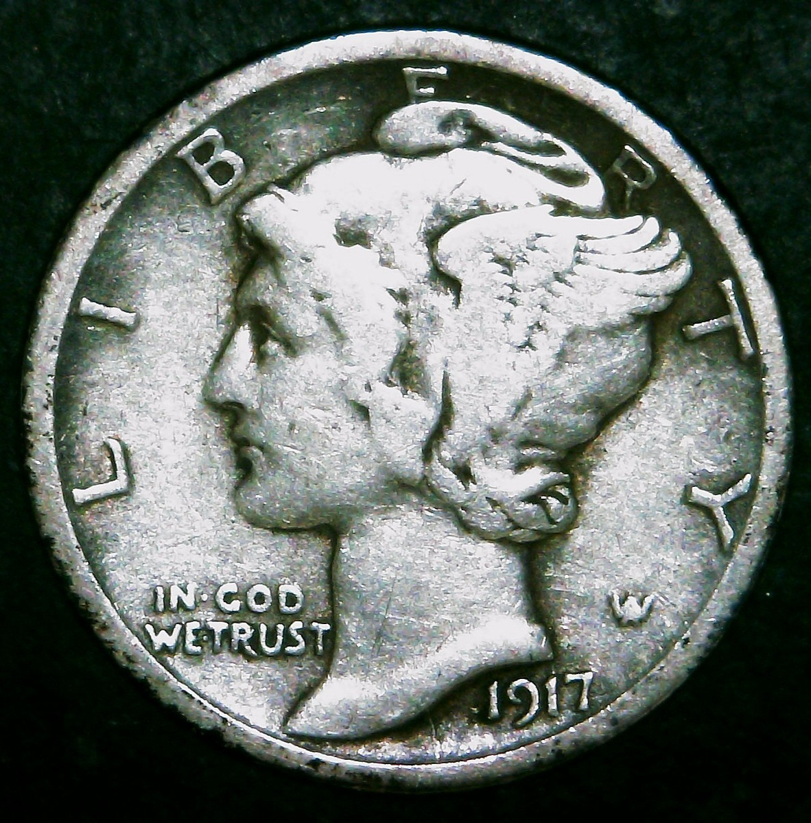 1917-D Mercury Dime - 90% Silver - Free Shipping!