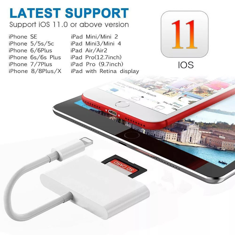 USB Card Reader Adapter USB Micro SD Memory Slot Compatible W/ iPhone iPad iPod