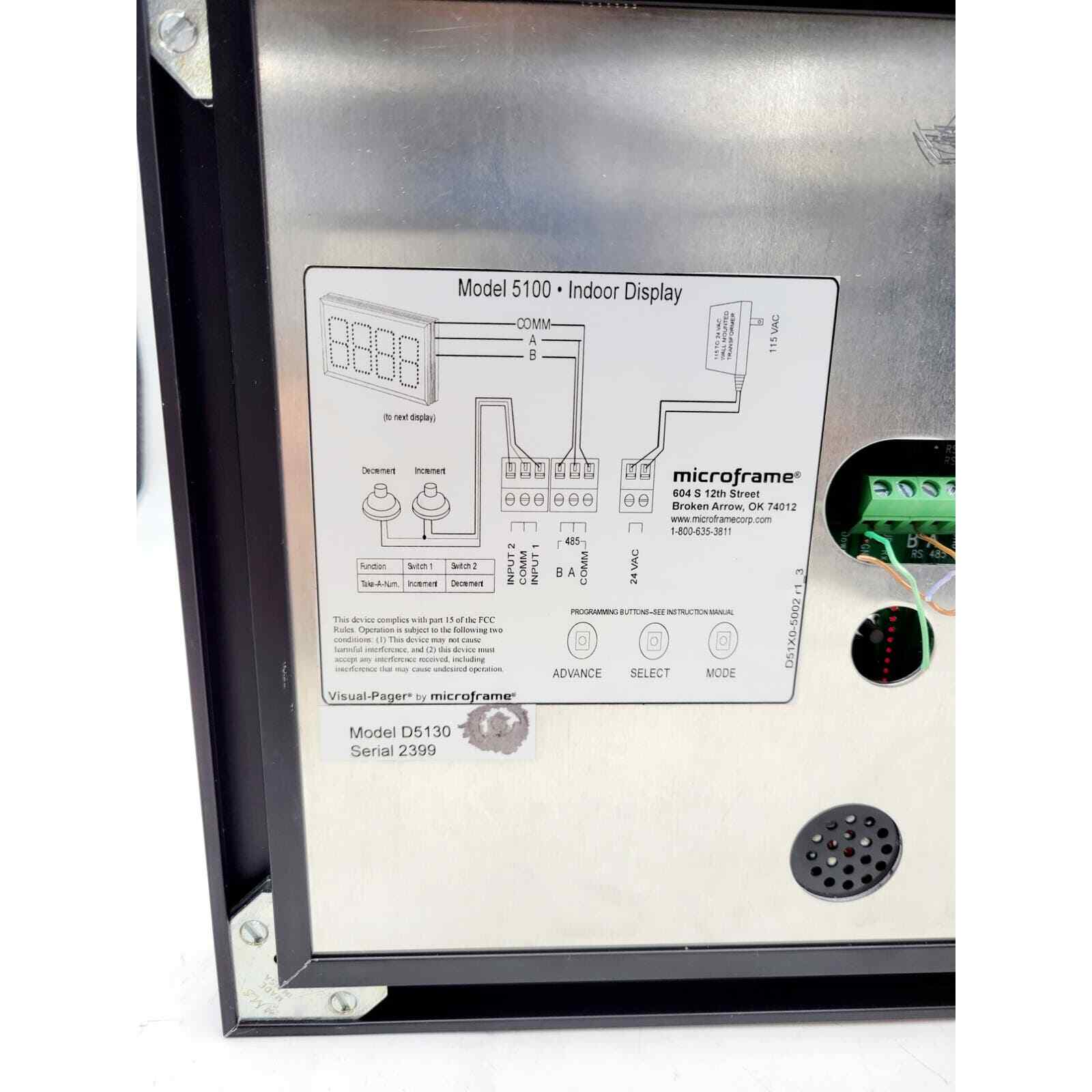 Microframe 5130 (3-Digit) Take-A-Number LED Display QTY AVAILABLE