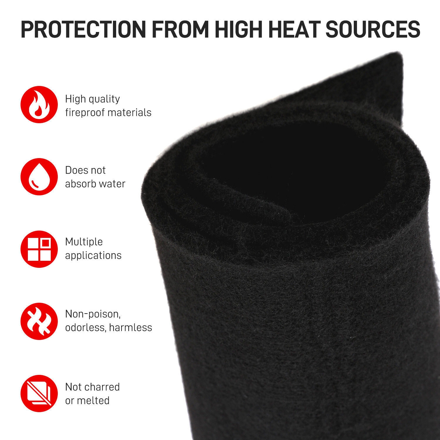 Blcak Fireproof Fireplace Carpet Grill Rugs Protection Mat Flame Resistant Pad