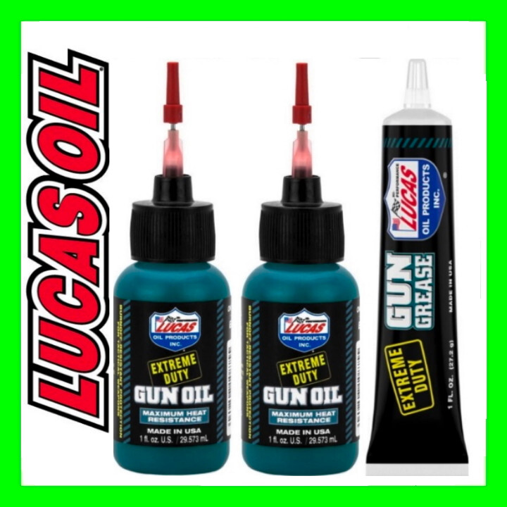 LUCAS Extreme Duty Gun Oil Needle Oiler 1oz & Grease Tube 1oz Protects Lubricate