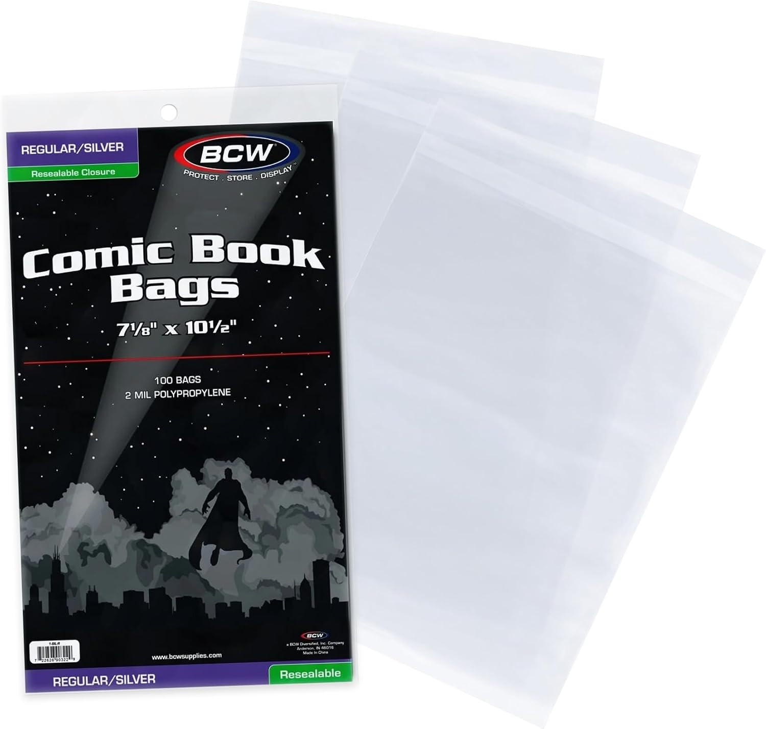 Resealable Silver Age Comic Bags - 100 Ct, Protection for Silver Age Comic