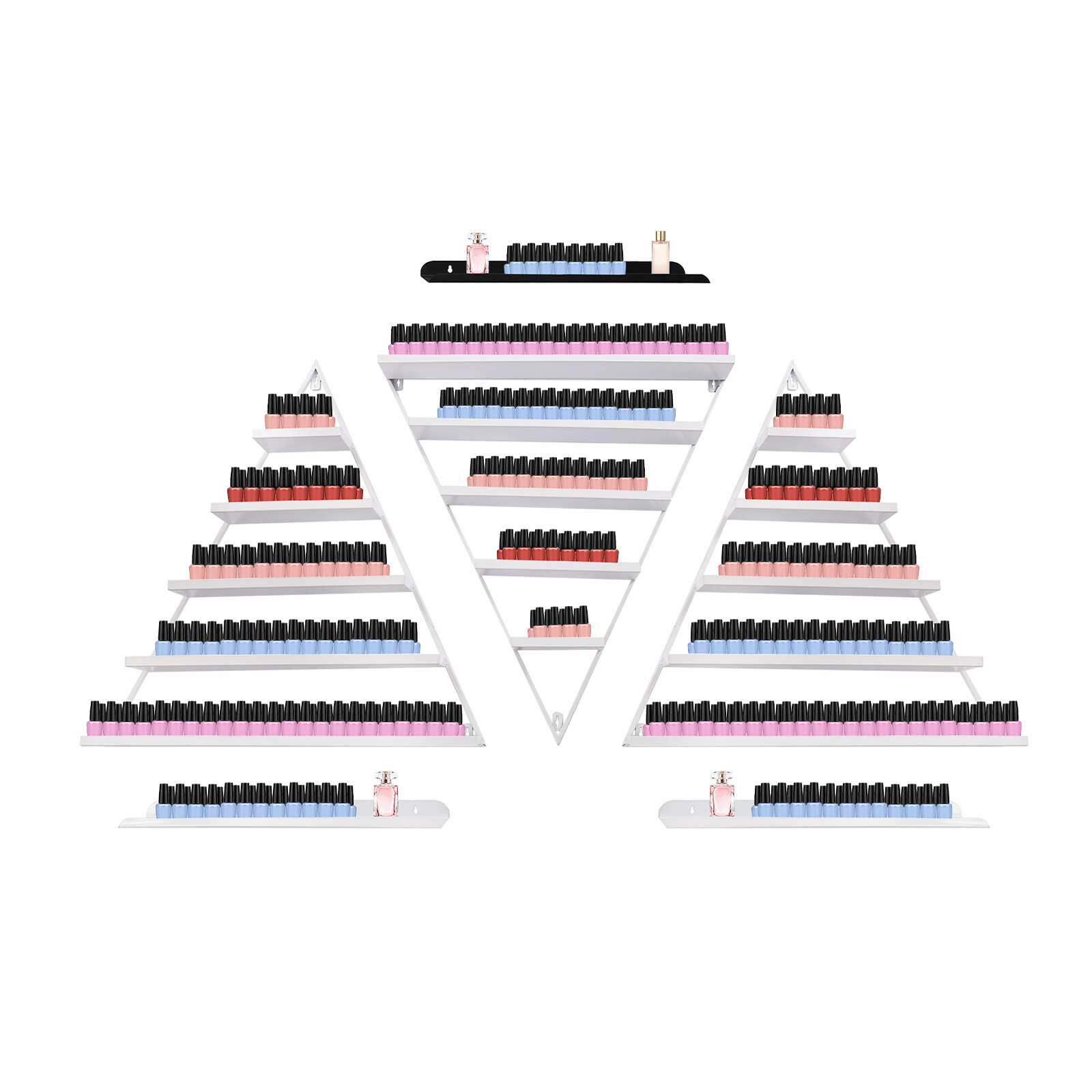 3 Pcs Triangle Wall-mounted?Nail?Polish?Display?Racks 5-Tier White Display Shelf