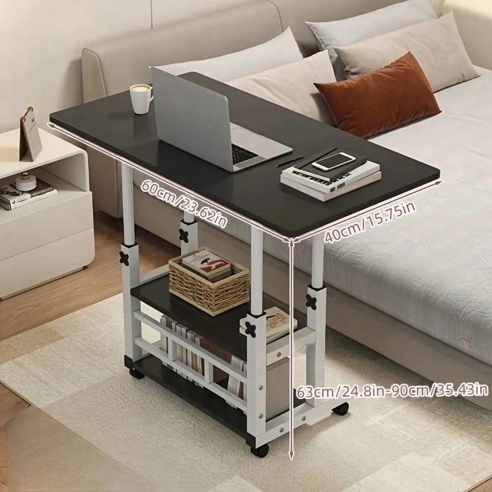 3-Layer Portable Rolling Standing Desk Adjustable Height Small Spaces Bedroom