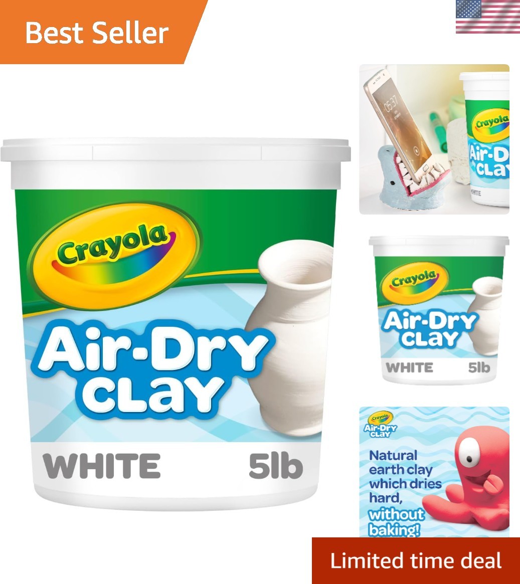 Nontoxic 5 lbs Air Dry Clay in Resealable Bucket - Must-Have Art Supply for Kids