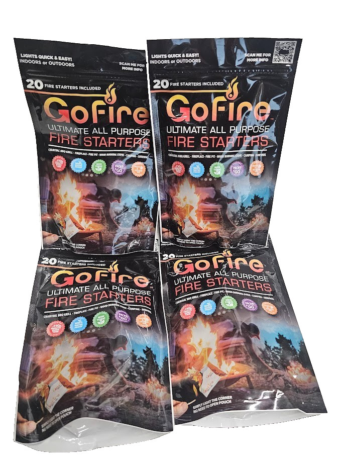4 Packages of 20 GoFire Ultimate All Purpose Fire Starters Start Indoor Outdoor