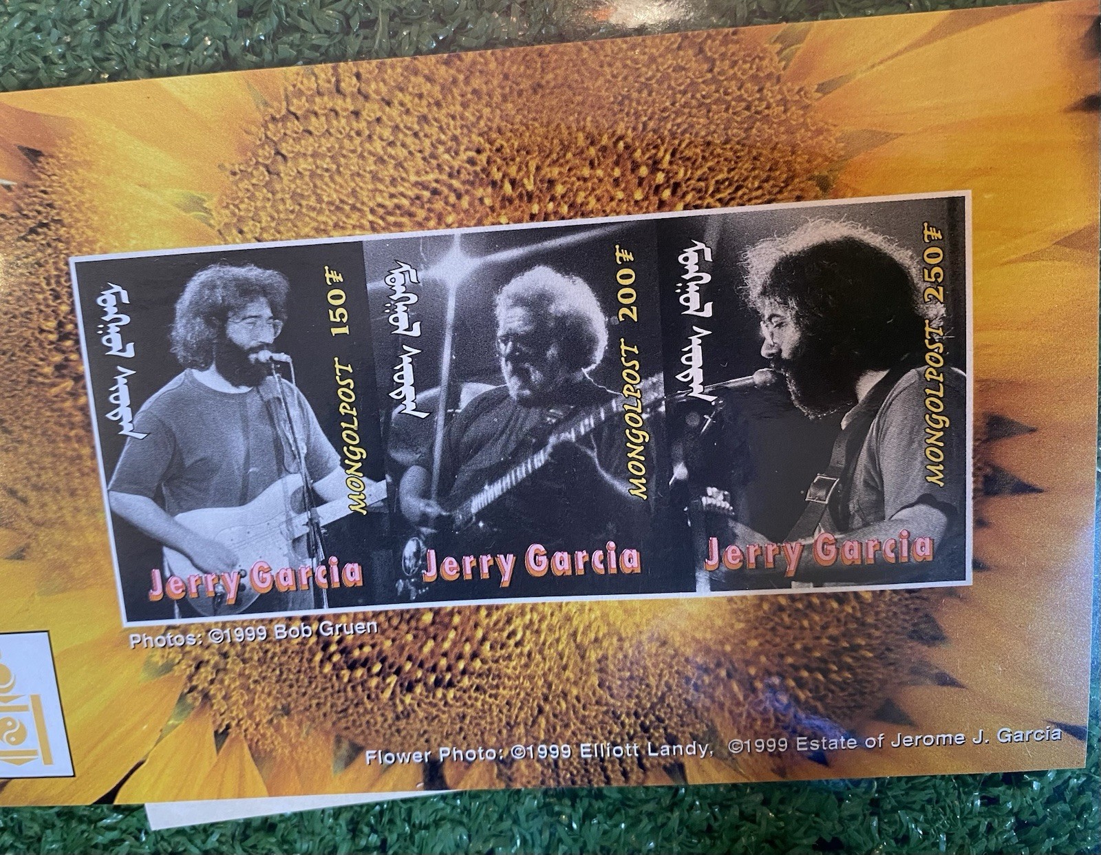 Jerry Garcia Stamp Certificate of Authenticity 90s Mongolpost The Sunflower 1999