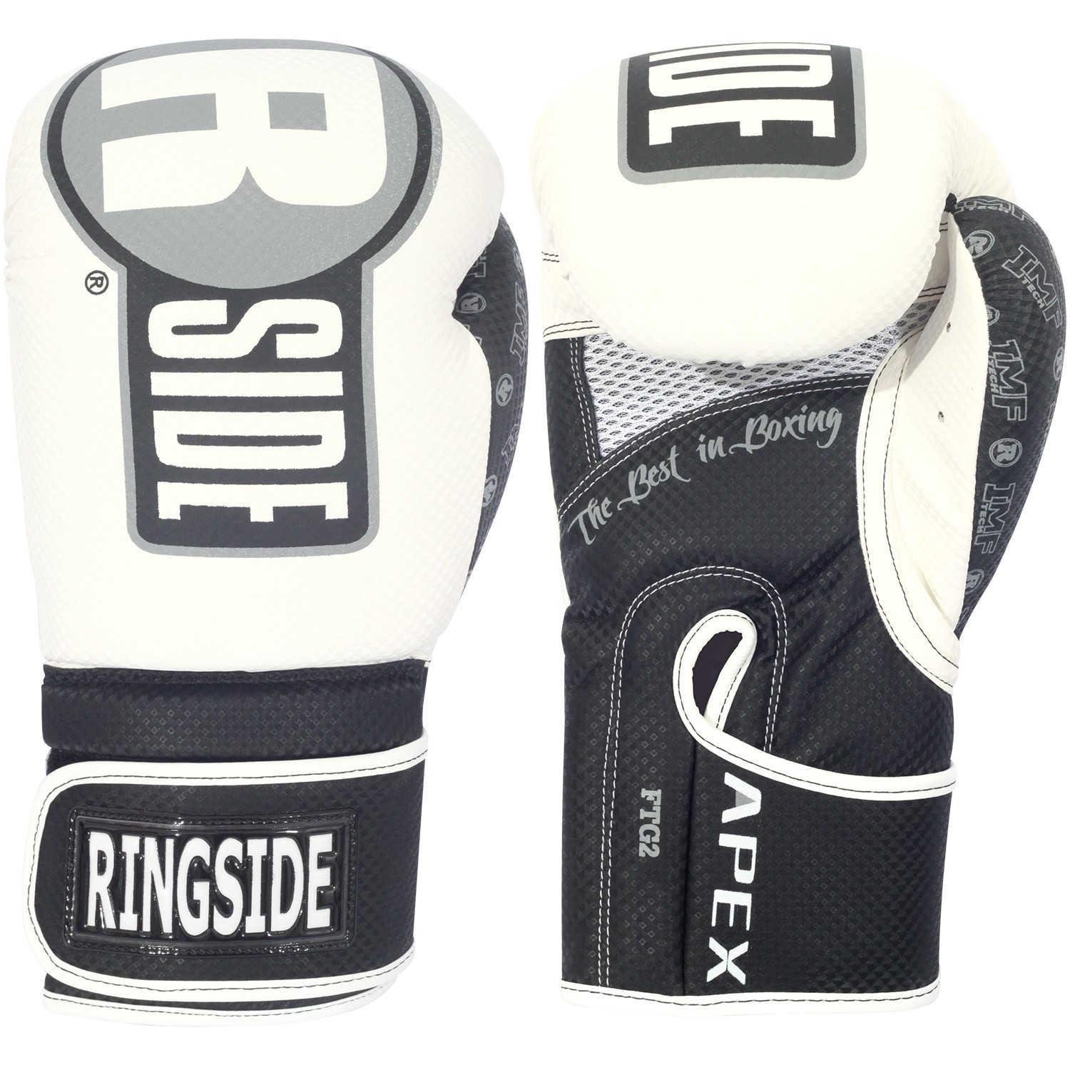Ringside Apex Flash Sparring Boxing Gloves - White / Black 16oz - FTG2