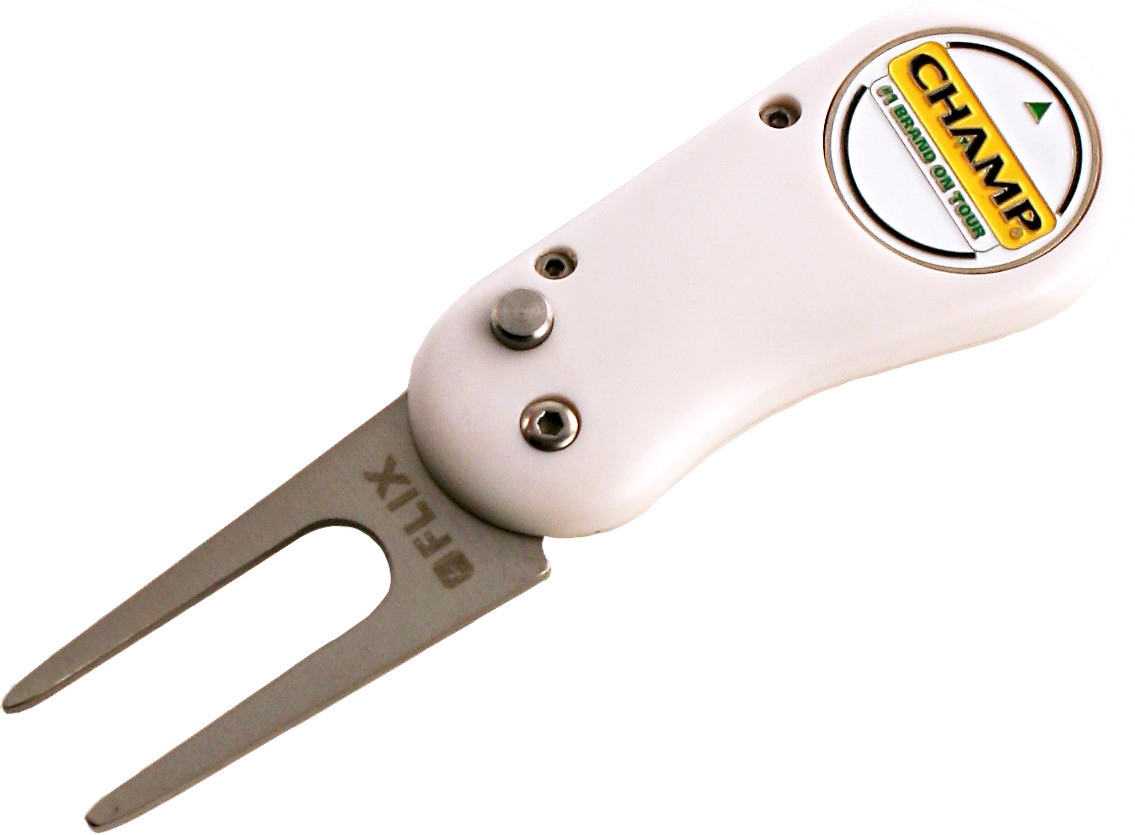 Champ Flix Lite Golf Divot Switchblade Repair Tool with Ball Marker - White