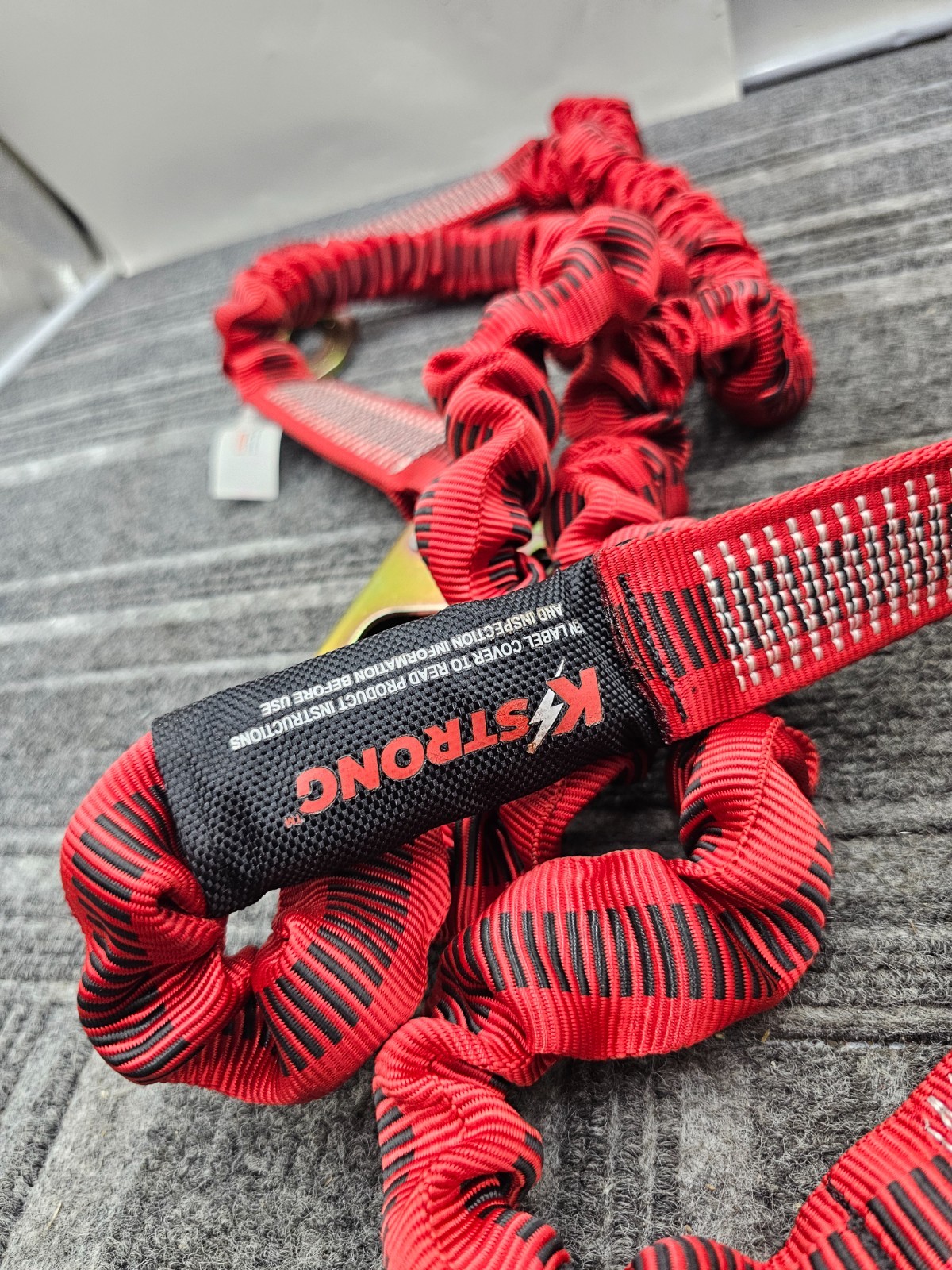 KStrong 6 ft. Elasticated Shock Absorbing Lanyard Red with Snap Hooks