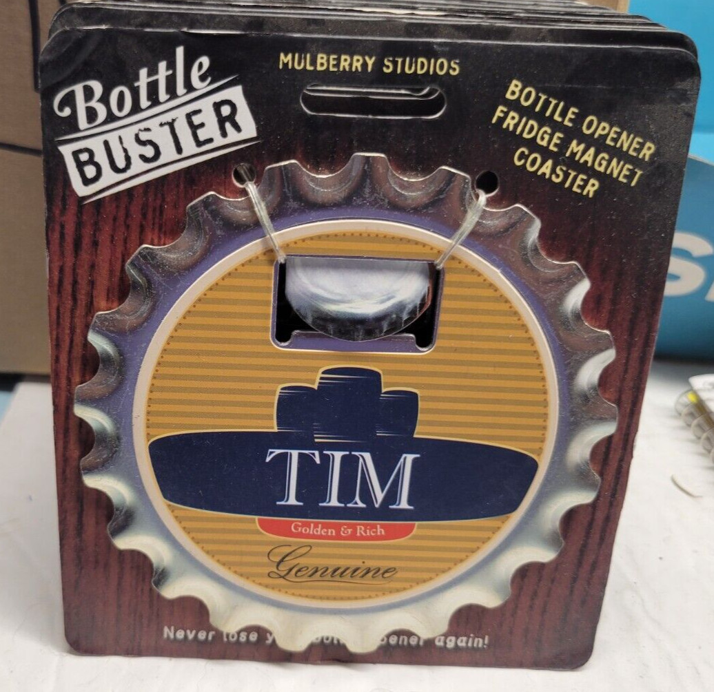 TIM PERSONALIZED MULTI GADGET BOTTLE OPENER MAGNET COASTER NEW - U
