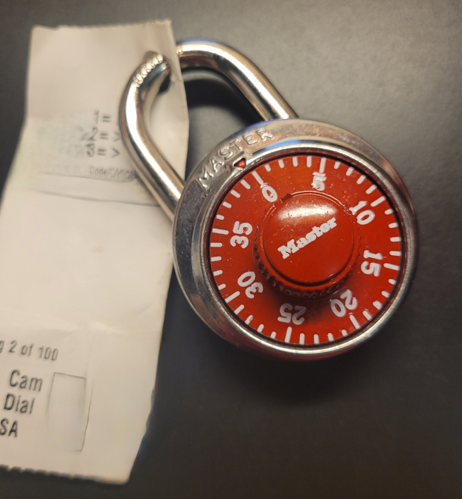 NEW Master Lock 1525 V617 Combination Lock RED Dial w/combination