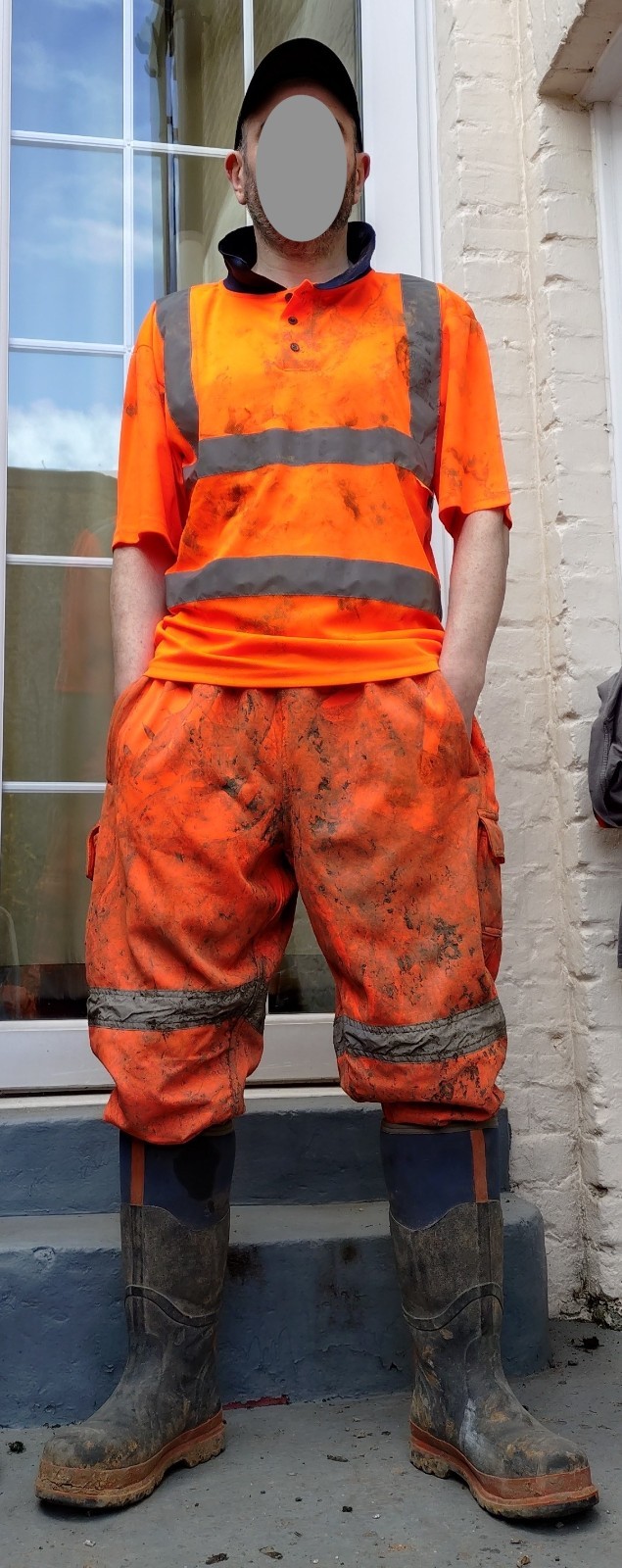 mens Hi Vis Orange polo Large 42-44" chest road workie ground worker utilities