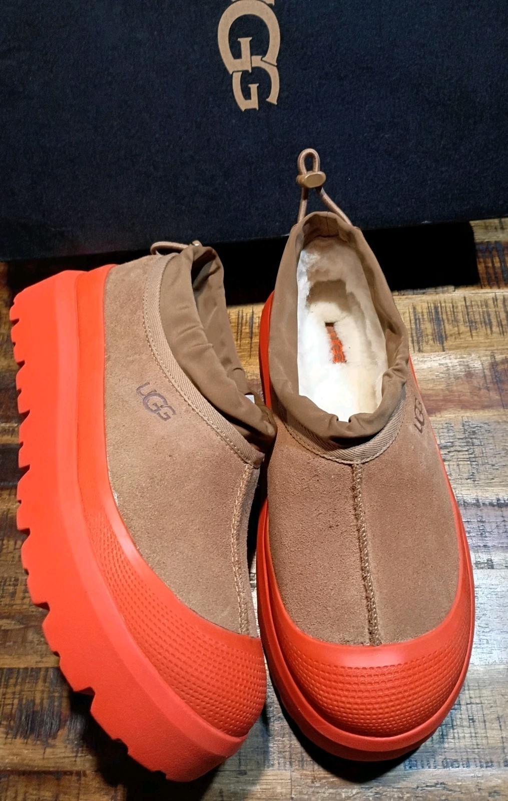 UGG Mens Tasman Weather Hybrid chestnut Suede Orange Waterproof Clog/Shoe Sz 10