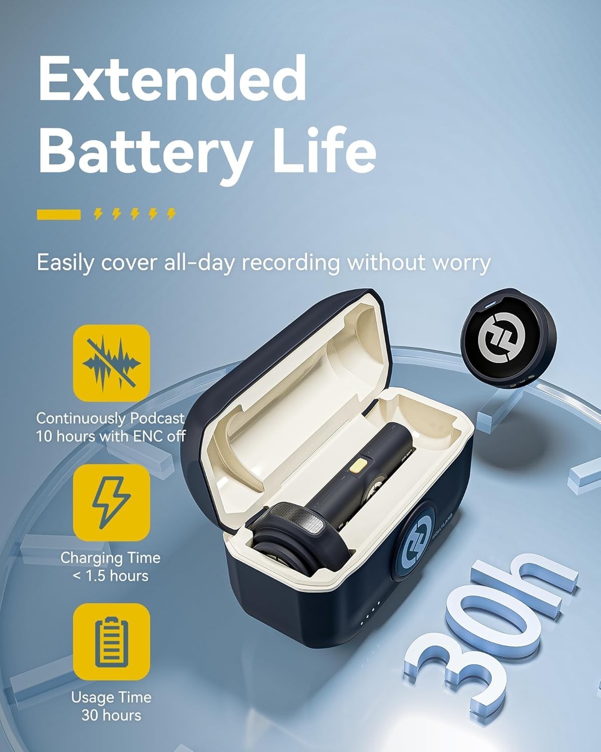 Omnidirectional Mini Wireless Microphone with Rechargeable Battery for Video