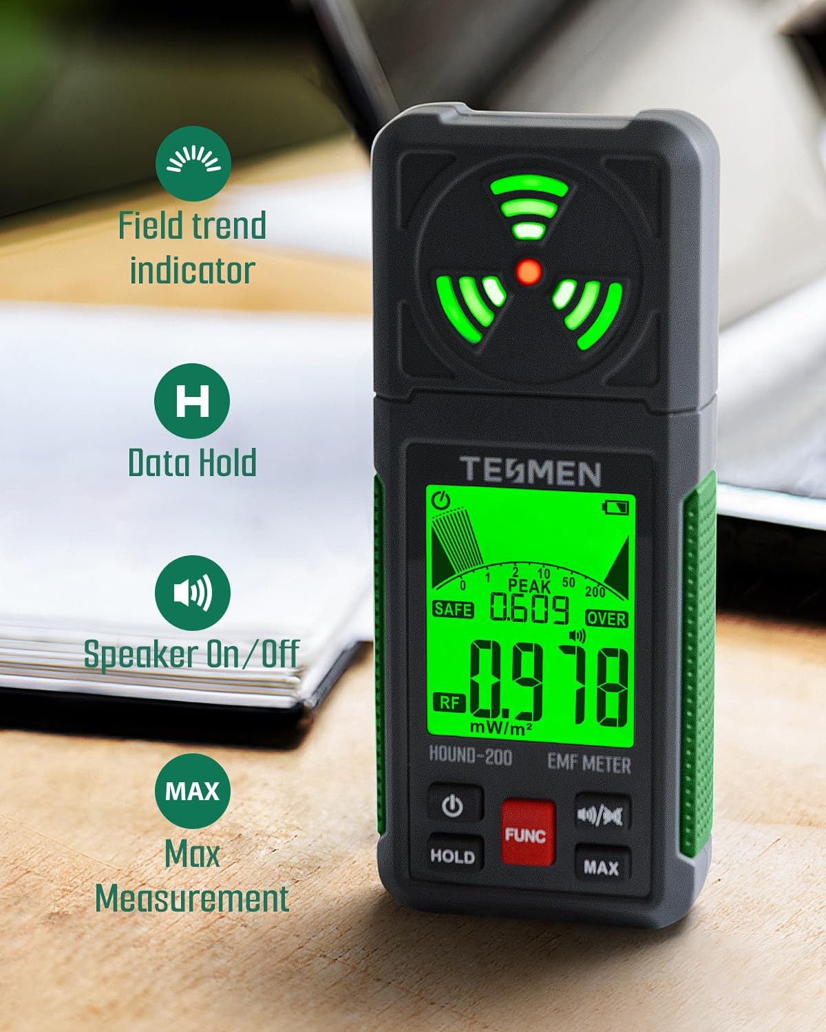 Three-in-one Portable Electromagnetic Field Detector, Hound-200