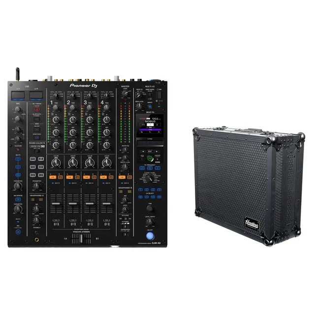 Pioneer DJ DJM-A9 4-Channel DJ Mixer with Headliner HL10204 All Black Flight Cas