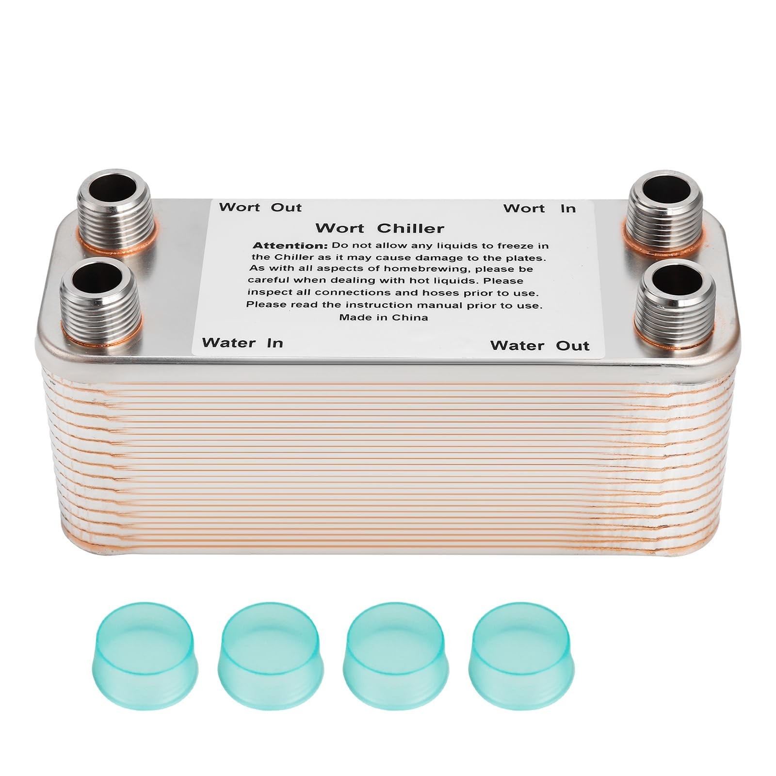 FERRODAY Wort Chiller, 30 Plate 1/2 NPT Plate wort Chiller, Stainless Steel B...
