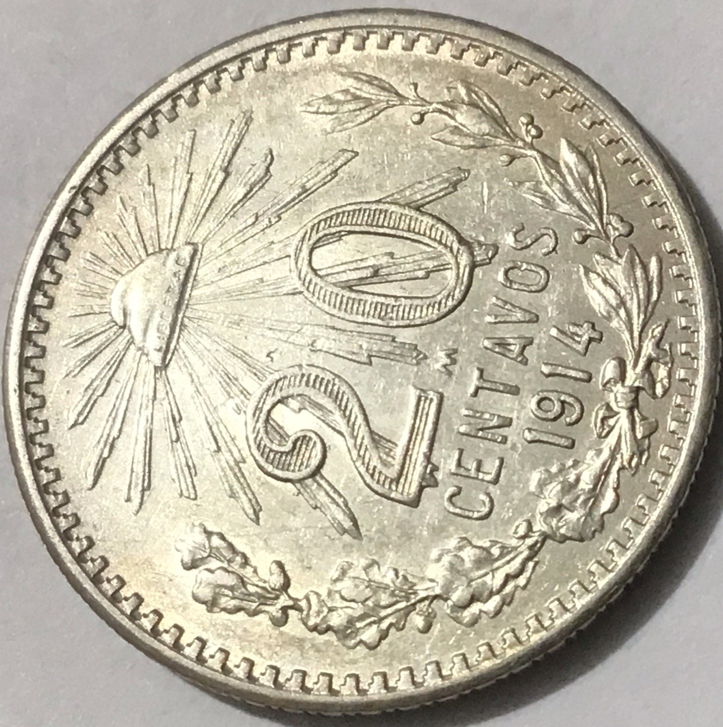 1914 Mexico 20 Centavos Silver HG