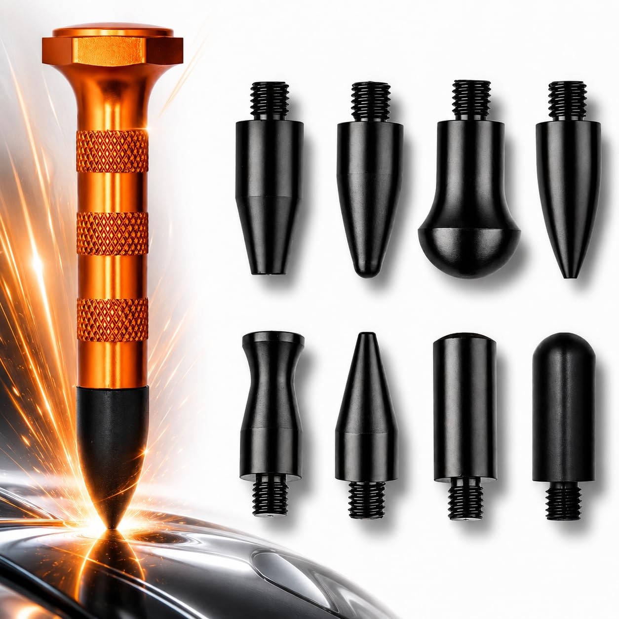 Paintless Auto Body Dent Repair Kit Metal Tap Down Pen 9 Heads Tips Tools