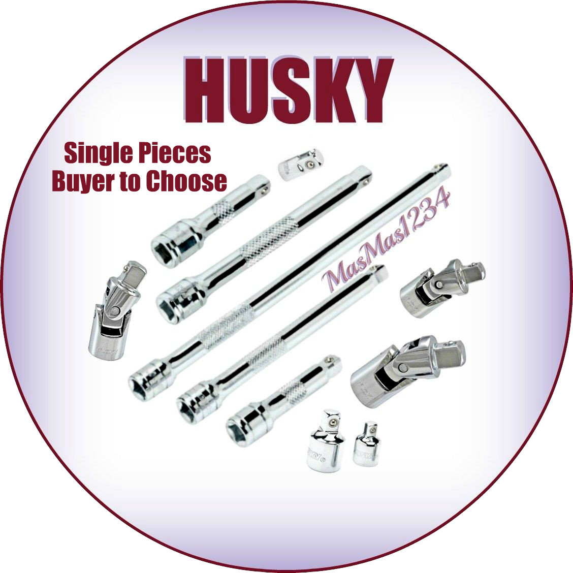 HUSKY Socket Extensions, Adapters, Universal Joints - 1/4", 3/8", 1/2 in. Drive