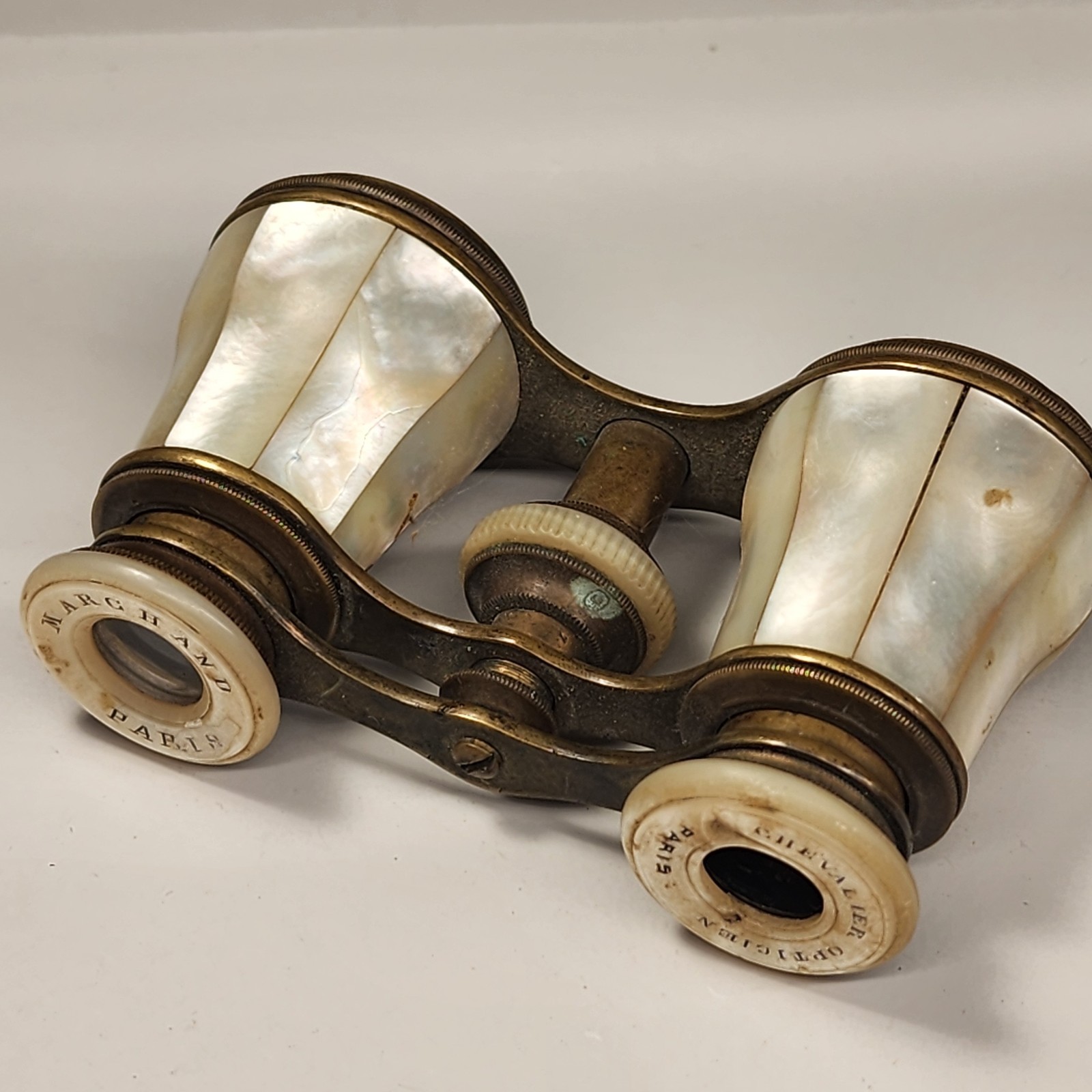 Antique Opera Glasses Mother Of Pearl MARGHAND Lemaire Paris Chevalier Opticicie