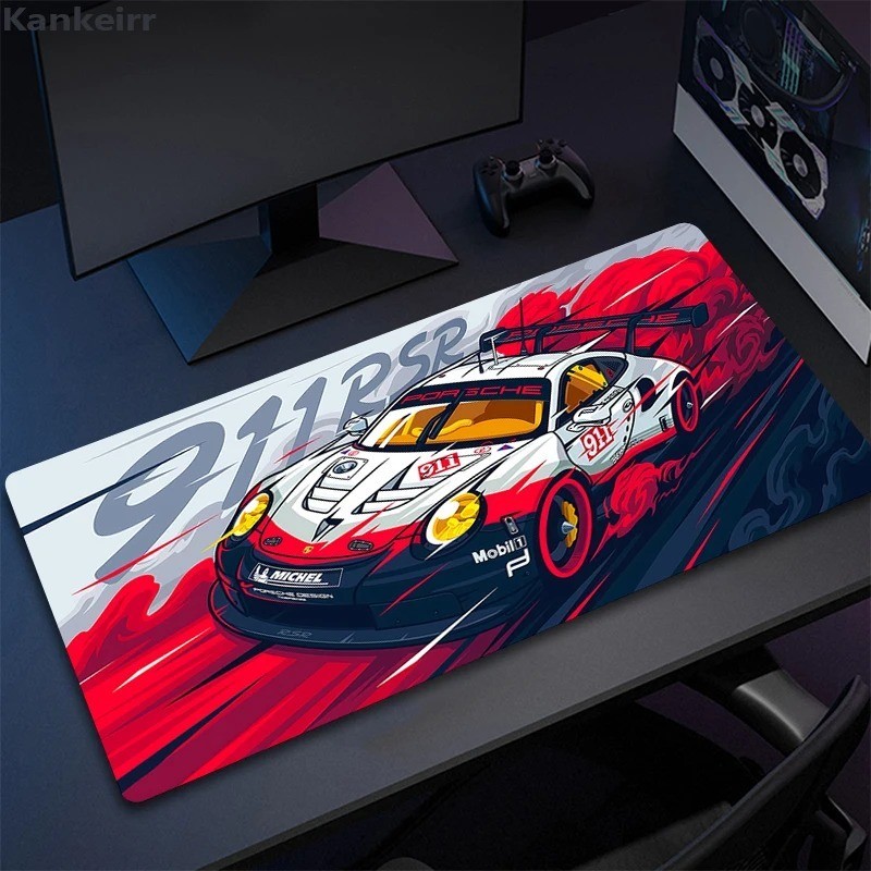 Porsche 911 Race Car Keyboard Desk Mat Large Mouse Mat Locked Edge 60cm x30cm