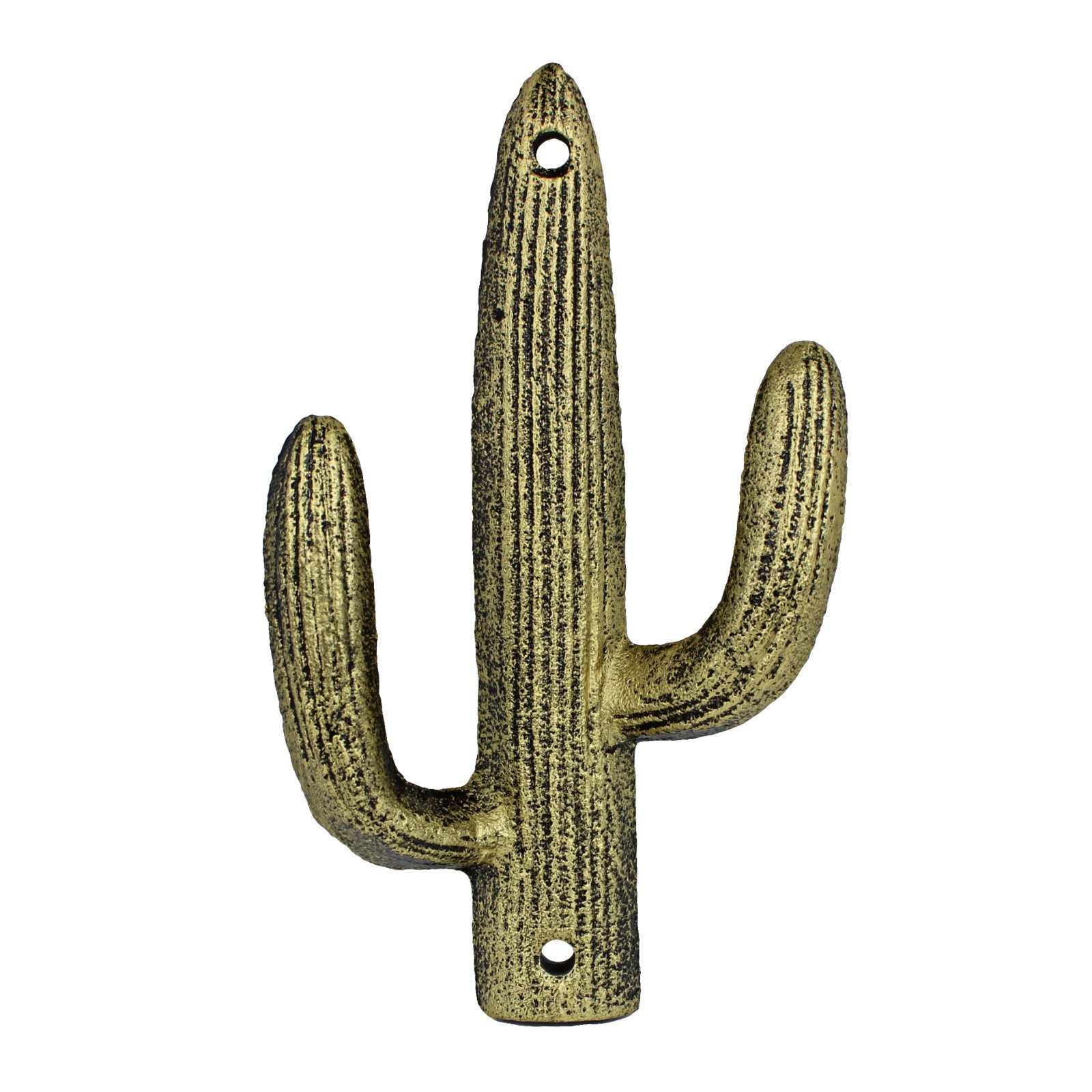 Cast Iron Cactus Double Wall Hook Rustic Gold Southwest Coat Towel Purse Hanger