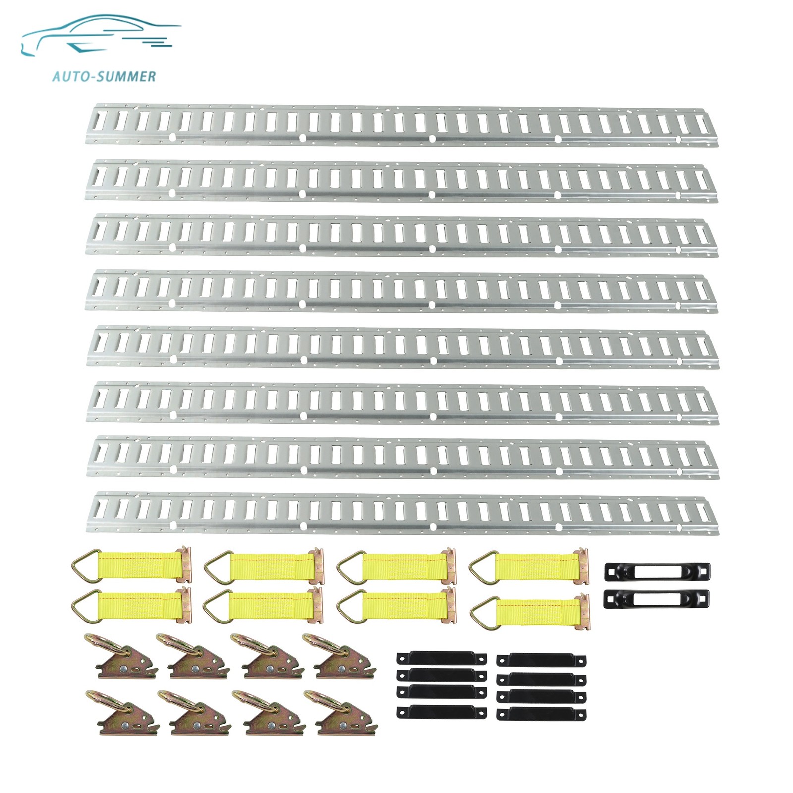 5' E Track Tie Down Rail System 34 Pack Steel For Truck Van Trailer Secure Cargo