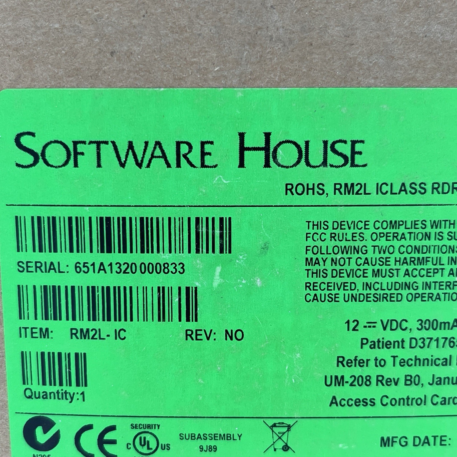 BRAND NEW!! Software House iClass Card Reader with Keypad LCD - RM2L-IC