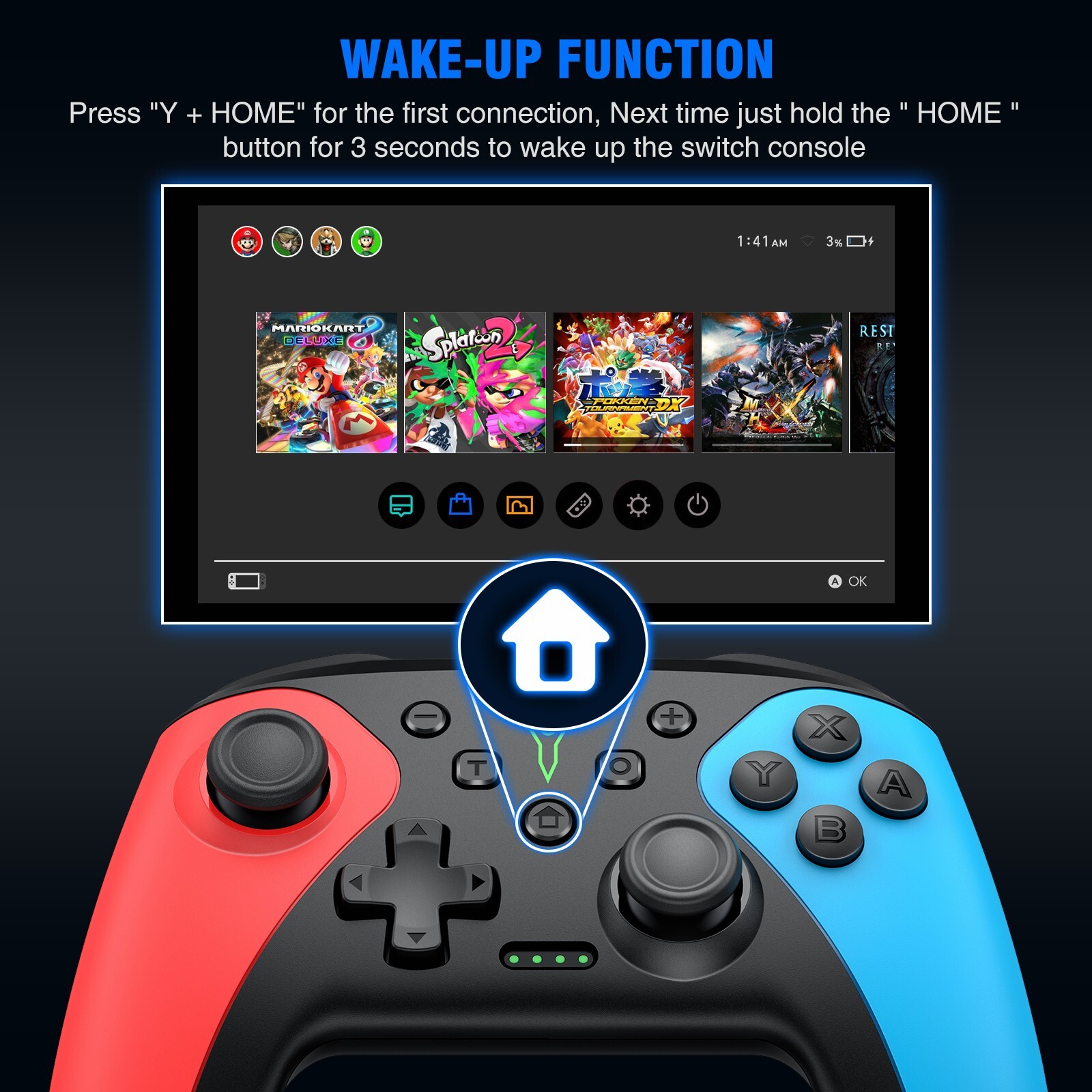 For Nintendo Switch Wireless Pro Controller Gamepad Joypad Joystick Remote Gift