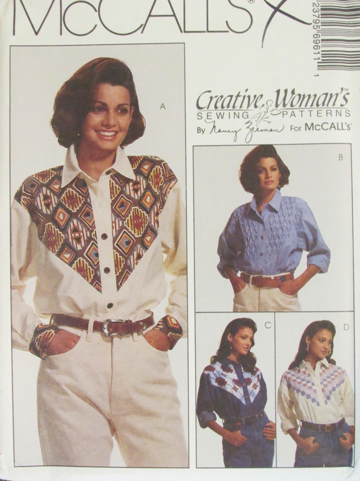 OOP McCALLS 6961 Misses Creative/Decorative Shirts PATTERN 8-10-12/20-22-24 UC